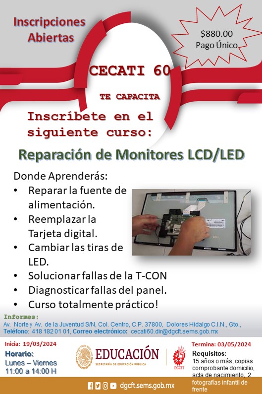 Monitores LCD/LED en CECATI 60